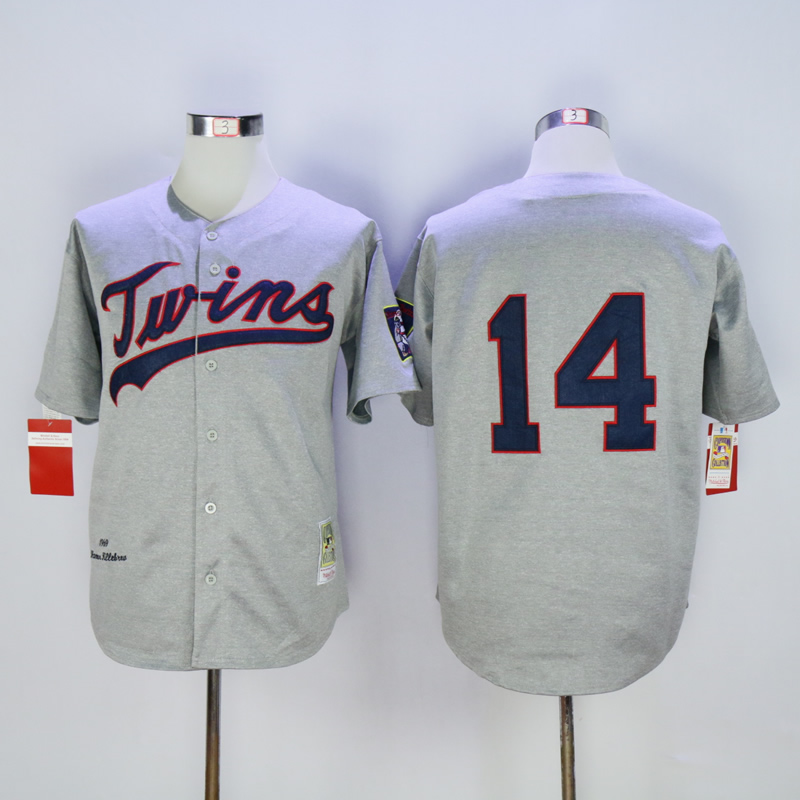 Men Minnesota Twins 14 Hrbek Grey Throwback 1969 MLB Jerseys